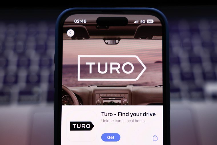 De Turo-app op een telefoon. 