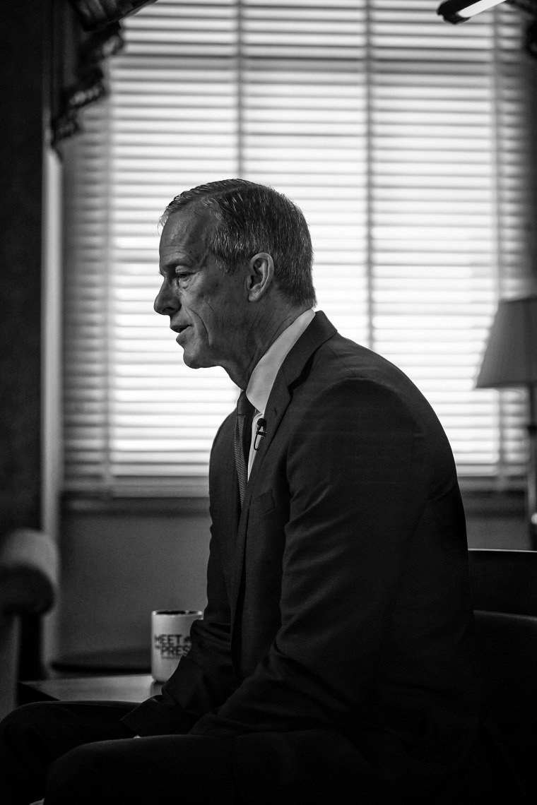 Sen. John Thune, R-S.D., speaks to Kristen Welker of Meet The Press on Jan. 3, 2025.