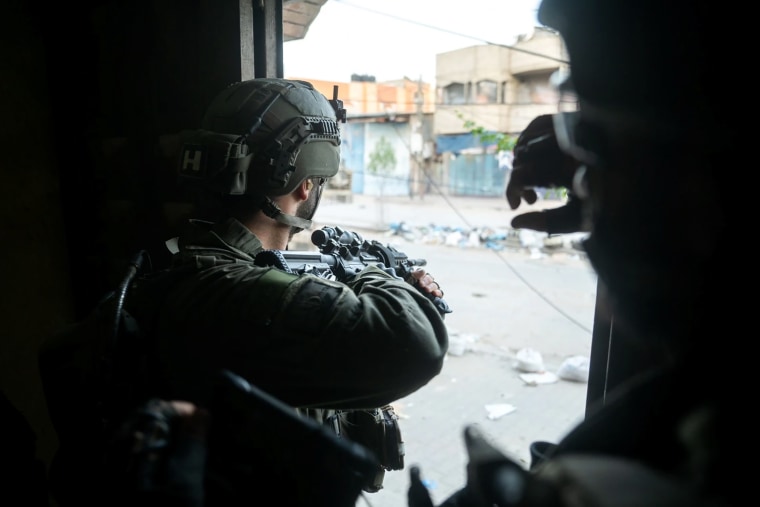 Israeli soldiers operate in the Gaza Strip.