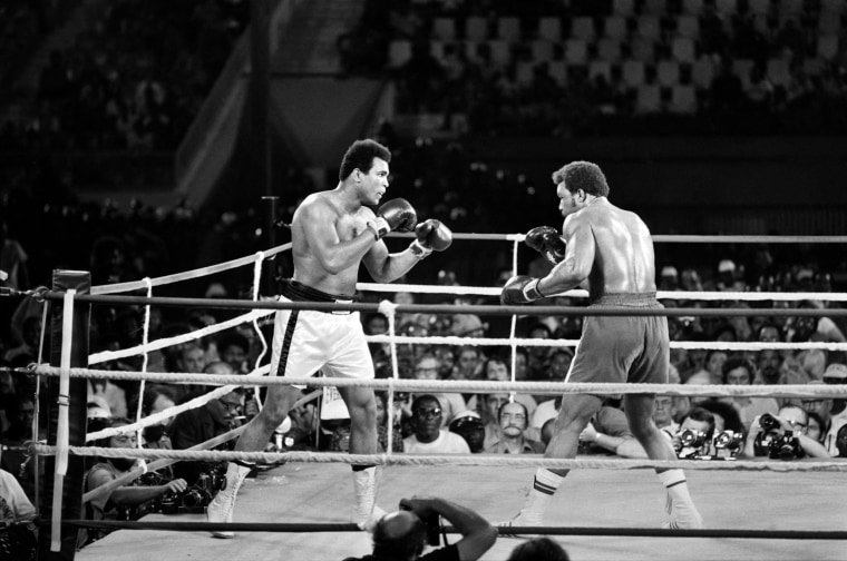 Muhammad Ali, left, and George Foreman Rumble in the Jungle