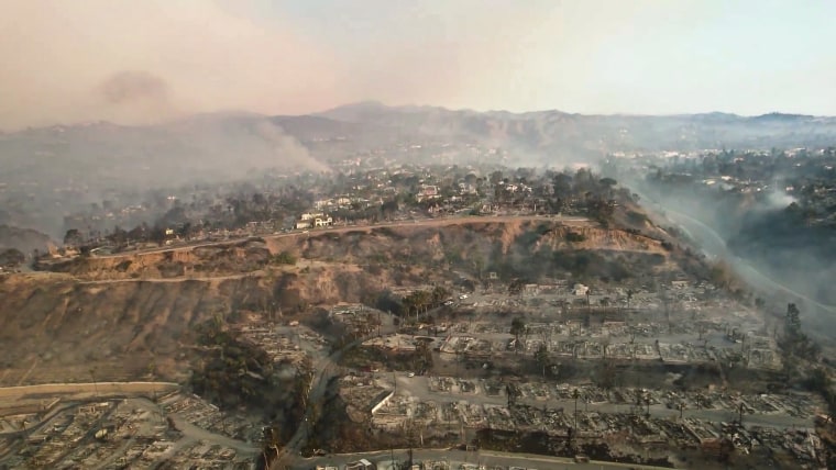 Drone video shows devastating damage of Palisades Fire in Southern ...