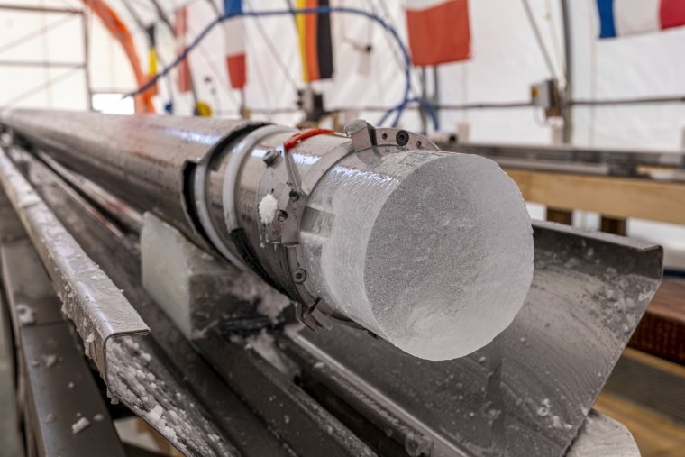 An ice core drilled.