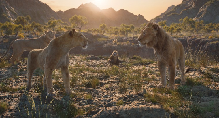 Lions in a scene from Mufasa