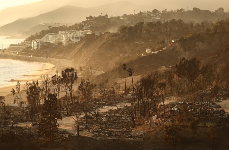 A view of destroyed homes.