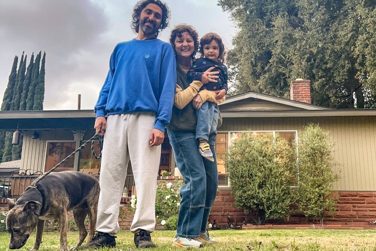 Courtney Lotfipour-Tindall with her family at their house in Altadea, Calif.