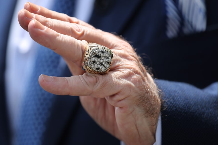 Rudy Giuliani Speaks To Media Members At The White House ring world series