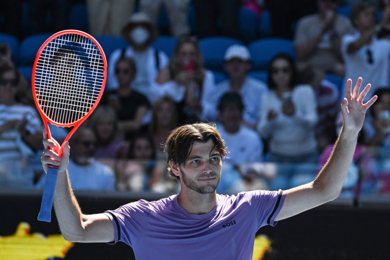 USA's Taylor Fritz celebrates his victory against Chile's Cristian Garin