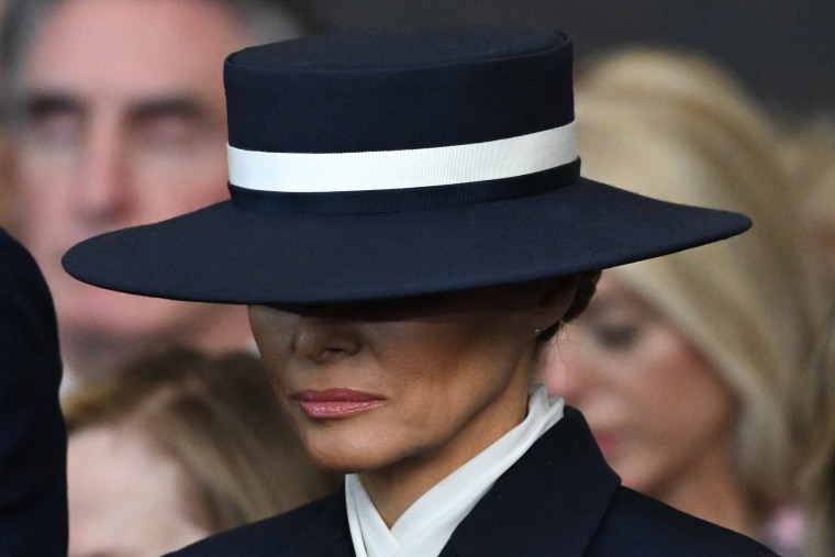 Melania Trump attends her husband's inauguration at the Capitol Rotunda.