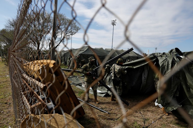 Mexican authorities build temporary shelters to prepare for mass deportations from the U.S., in Matamoros