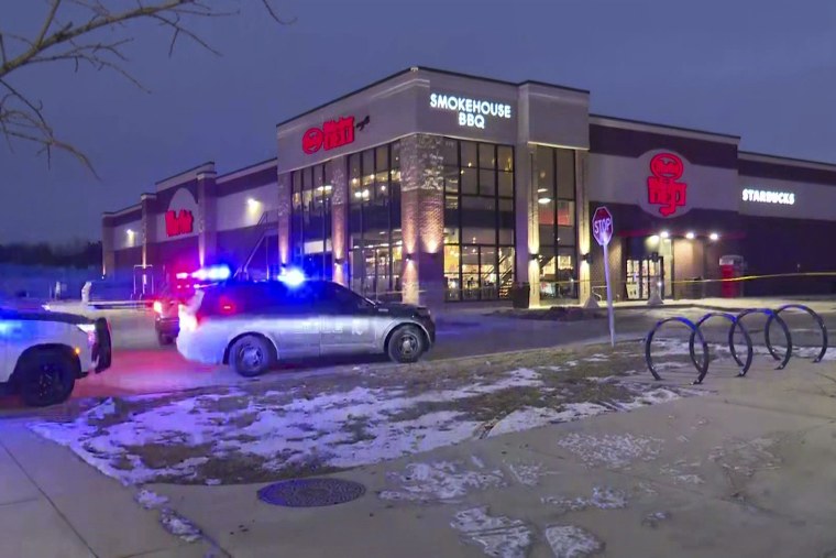 Police respond to the scene of a deadly shooting at a grocery store Monday, Jan. 27, 2025, in Elkhart, Ind. 