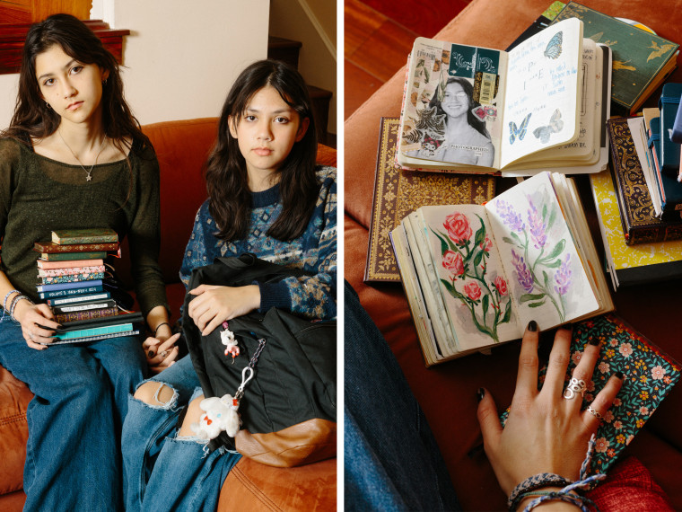 Sisters Jianling, 17, and Kailing, 12, 