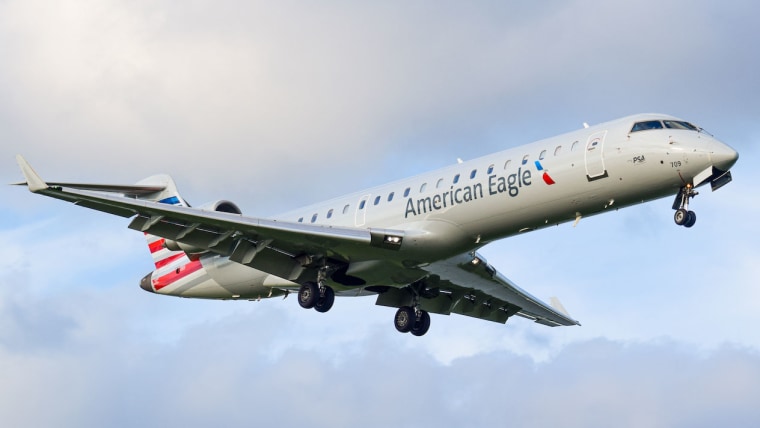 The American Eagle jet (N709PS) that was involved in a collision over the Potomac River on Jan. 29, 2025, is seen in 2022 near Ronald Reagan Washington International Airport. 