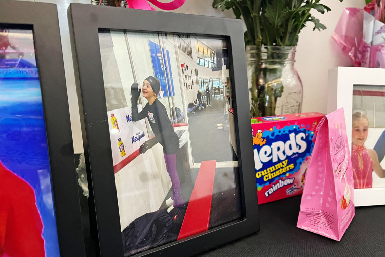 A makeshift memorial to Brielle Beyer at the MedStar Capitals Iceplex in Arlington, Va.