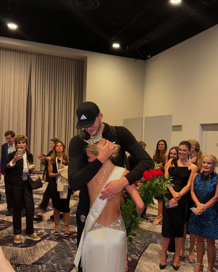 Walker Kessler with his girlfriend when she was crowned Miss Alabama.