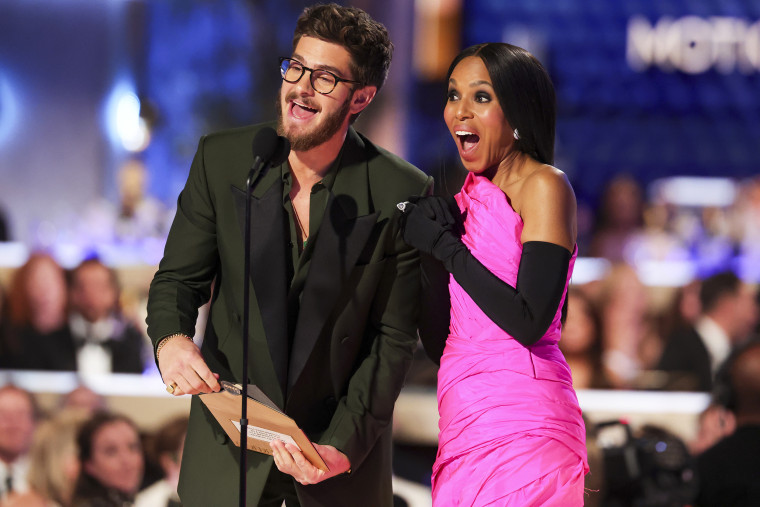 Andrew Garfield and Kerry Washington at the 82nd Annual Golden Globes.