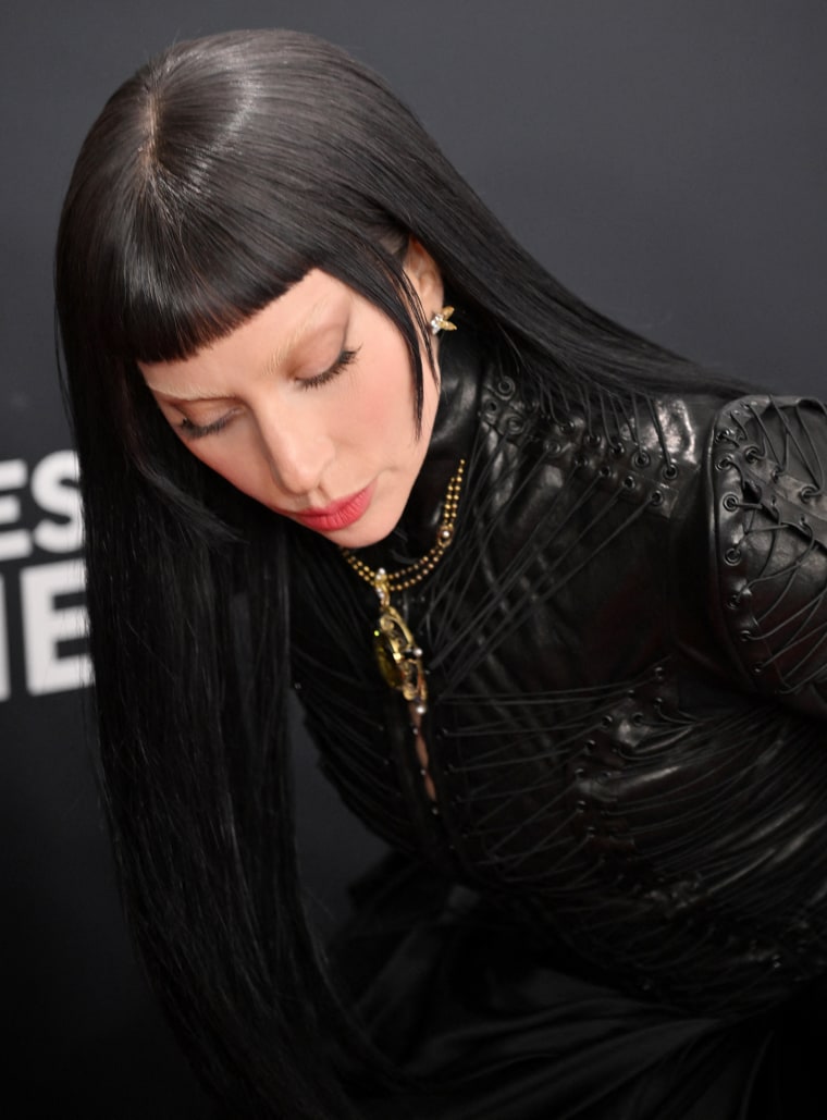 Lady Gaga goes gothic with an all-black ensemble.