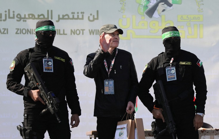 Hostages-prisoners swap deal between Hamas and Israel, in Gaza City