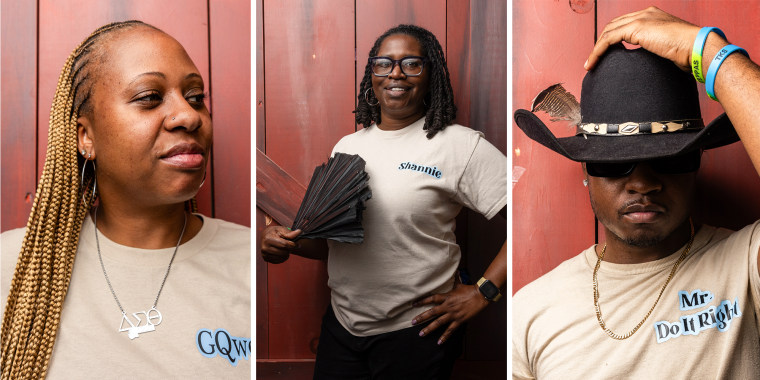 A three-way split composite image of Gequana Thomas, Shanna Ford, and Tyler Humes