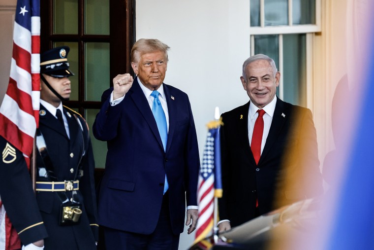 Image: President Donald Trump greets Israel's Prime Minister Benjamin Netanyahu 