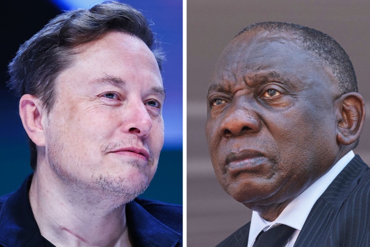 Elon Musk and South African President Cyril Ramaphosa.