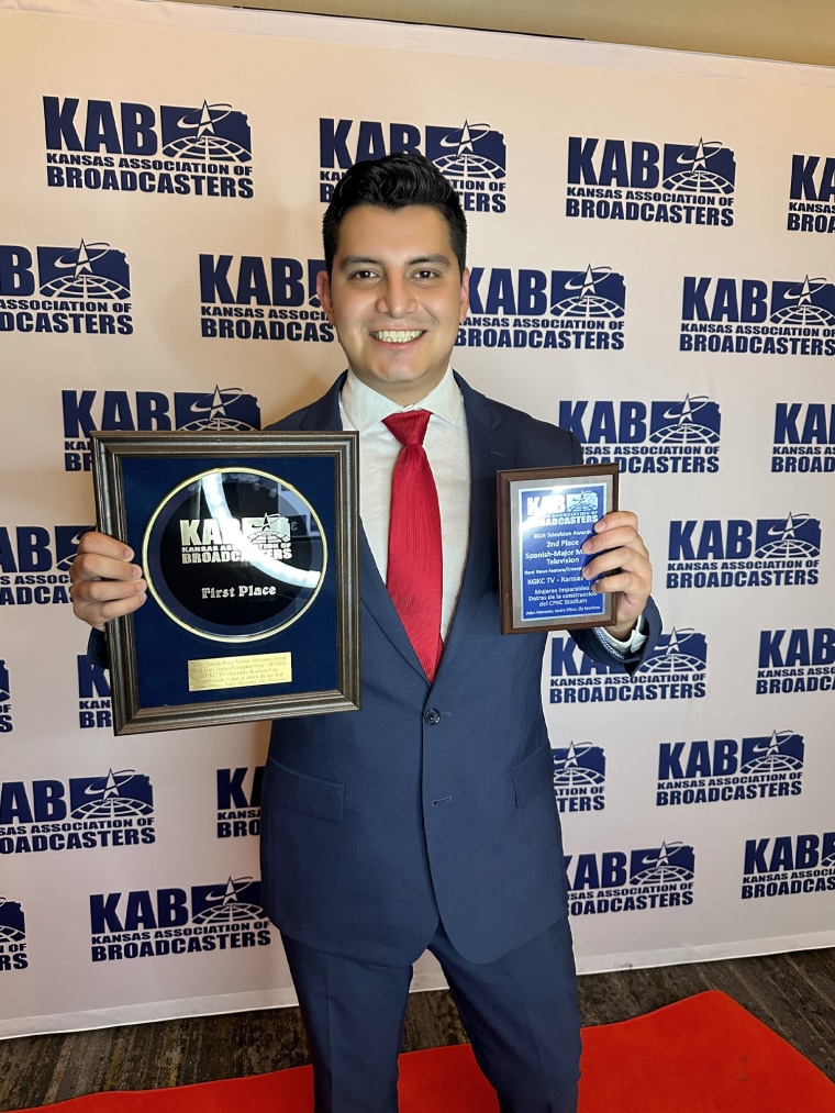 Adan Manzano at a Kansas Association of Broadcasters awards ceremony.