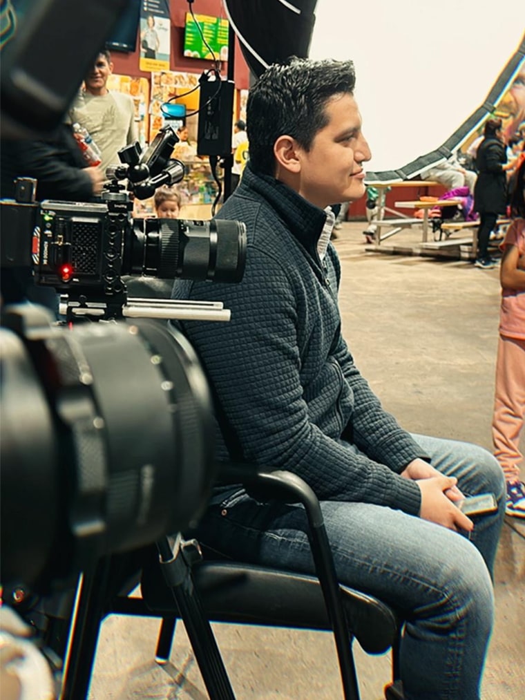 Adan Manzano films a segment for Telemundo Kansas City.