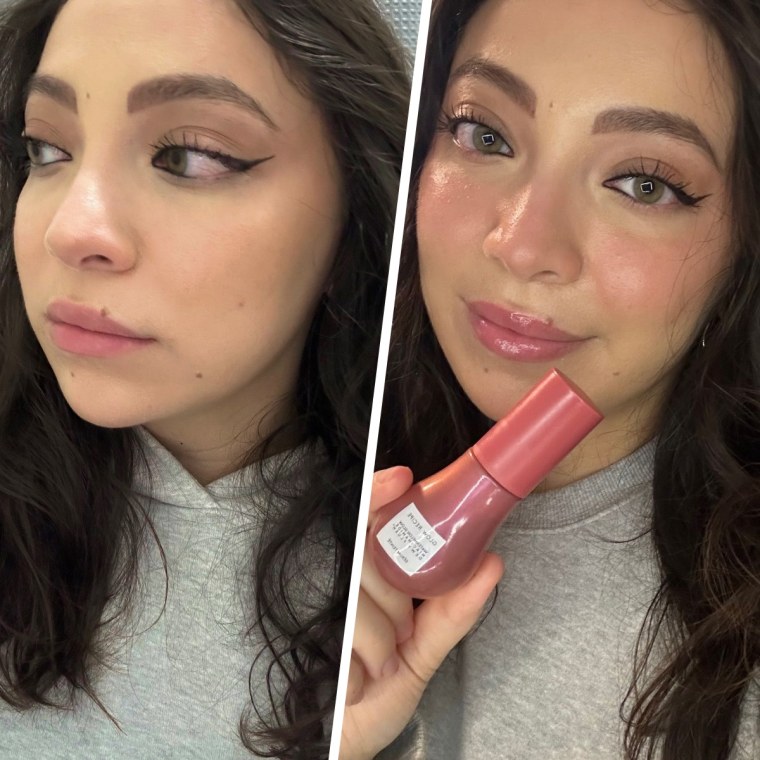 Editorial assistant Madison San Miguel wearing the Glow Recipe Dewy Flush.