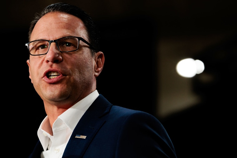 Pennsylvania Gov. Josh Shapiro during a campaign rally for Vice President Kamala Harris in Ambler, Pennsylvania on July 29, 2024. 