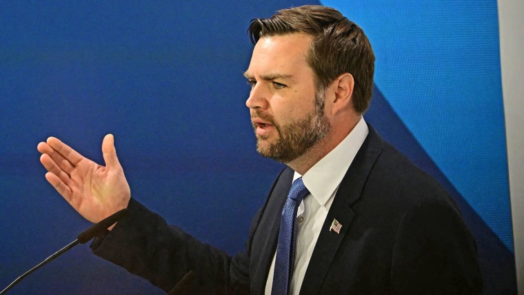 Vice President JD Vance speaks at the Munich Security Conference on Feb. 14, 2025.