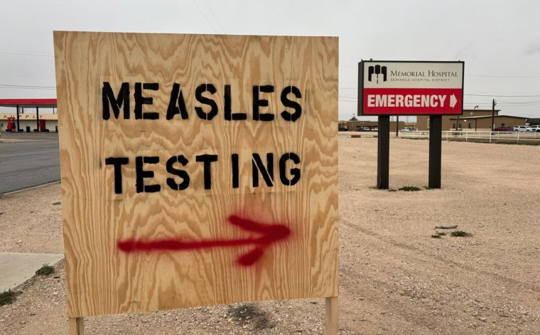 A measles testing site in Texas.