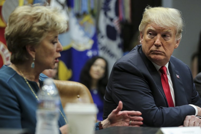 Linda McMahon and President Donald Trumpin 2018.