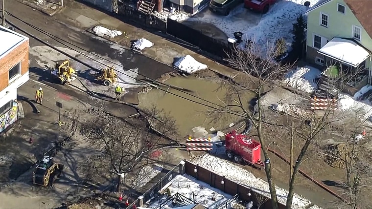 Crews are working Tuesday to assist the hundreds of families who were displaced after a water main break flooded a Detroit neighborhood.