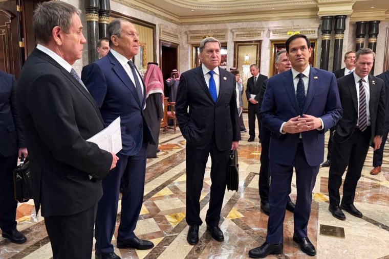 Secretary of State Marco Rubio, second right, and Russian Foreign Minister Sergei Lavrov