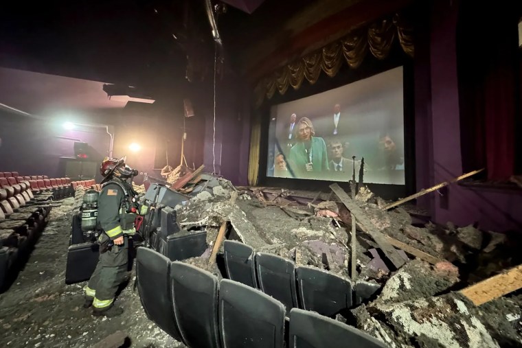 The historic Liberty Theater in Wenatchee, Washington. During the incident, two people were inside the theater, but no injuries were reported.