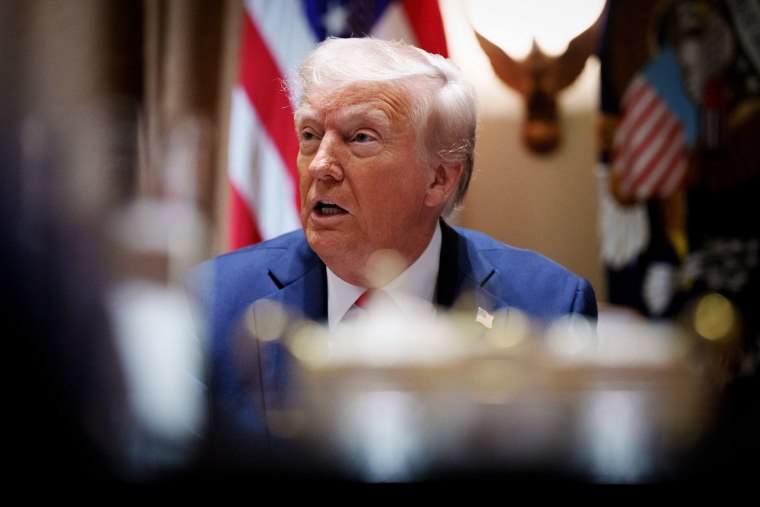 President Donald Trump speaks during a Cabinet meeting 