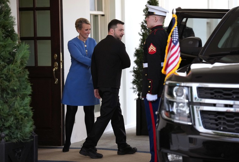 Ukrainian President Volodymyr Zelensky leaves the White House on Feb. 28, 2025.