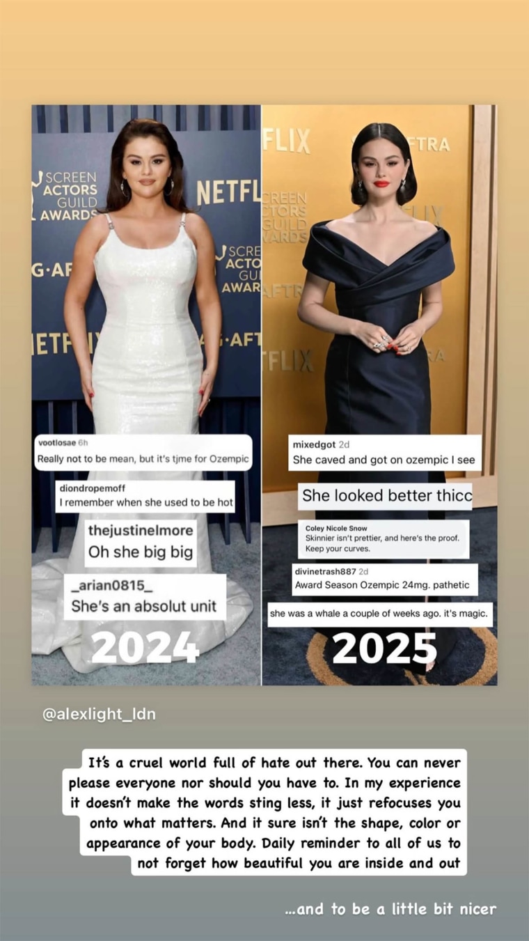 Celebrity Social Media Round-Up for February 20, 2024 including Selena Gomez,  who has a new single coming out, has been very active on Instagram lately, image size:760x1351