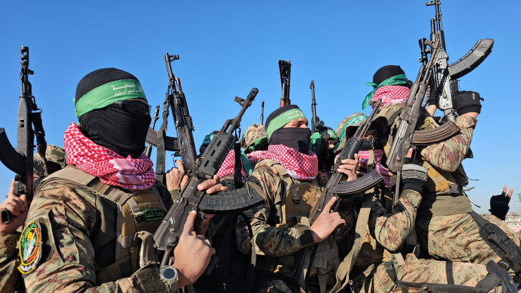 Hamas fighters ahead of the sixth release of hostages. 