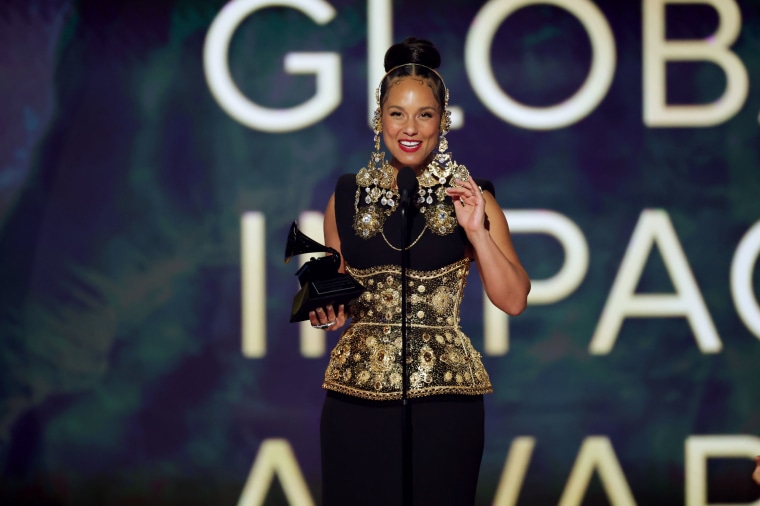 Alicia Keys accepts the Dr. Dre Global Impact Award onstage during the 67th Annual GRAMMY Awards.