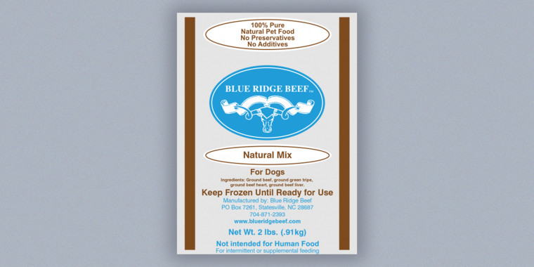 Blue Ridge Beef pet food.