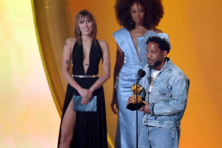 Kendrick Lamar accepts the Record of the Year award for "Not Like Us" onstage during the 67th GRAMMY Awards at Crypto.com Arena on February 02, 2025 in Los Angeles, California.