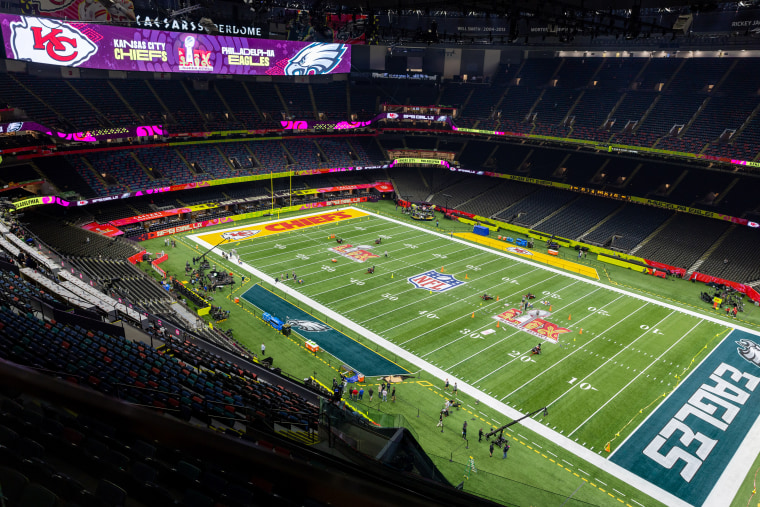 The Caesars Superdome getting ready for Super Bowl LIX on February 8, 2025 at the Caesars Superdome in New Orleans, LA.