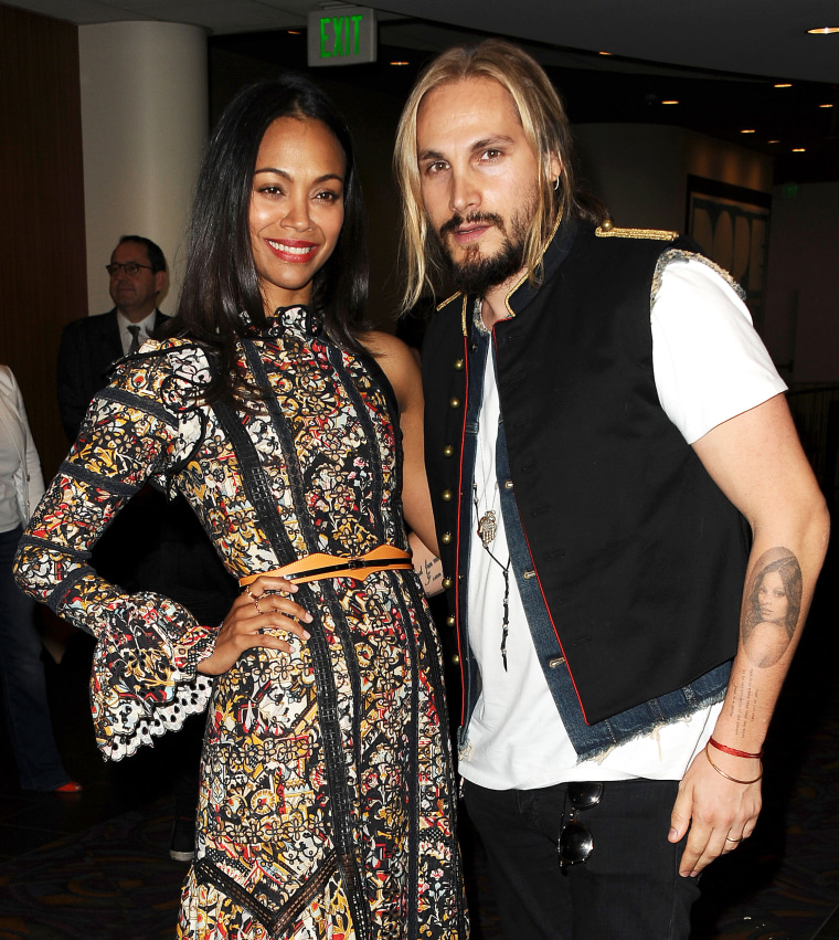 Zoe Saldaña and Marco Perego.