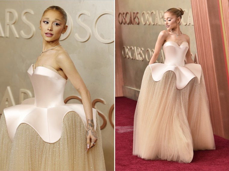 Ariana Grande practically floated down the red carpet in a custom Schiaparelli gown.