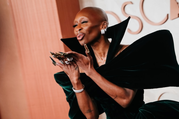 Cynthia Erivo blows a kiss to fans on the red carpet.