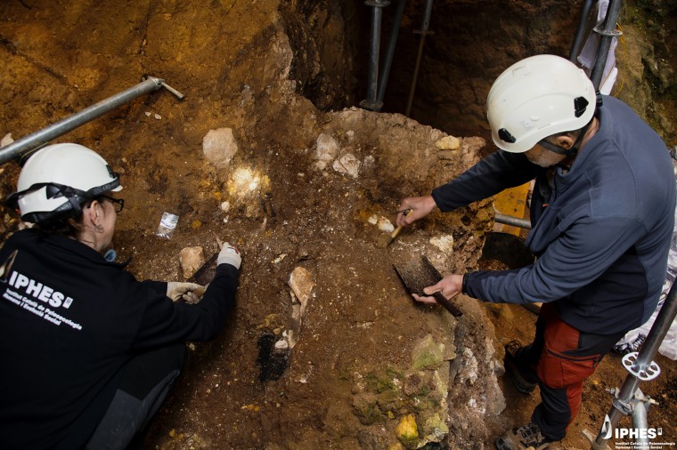 Trabajo de excavación arqueológica de la Sima del Elefante.
