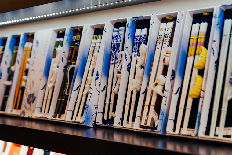 Various goods such as chopsticks imported from China.