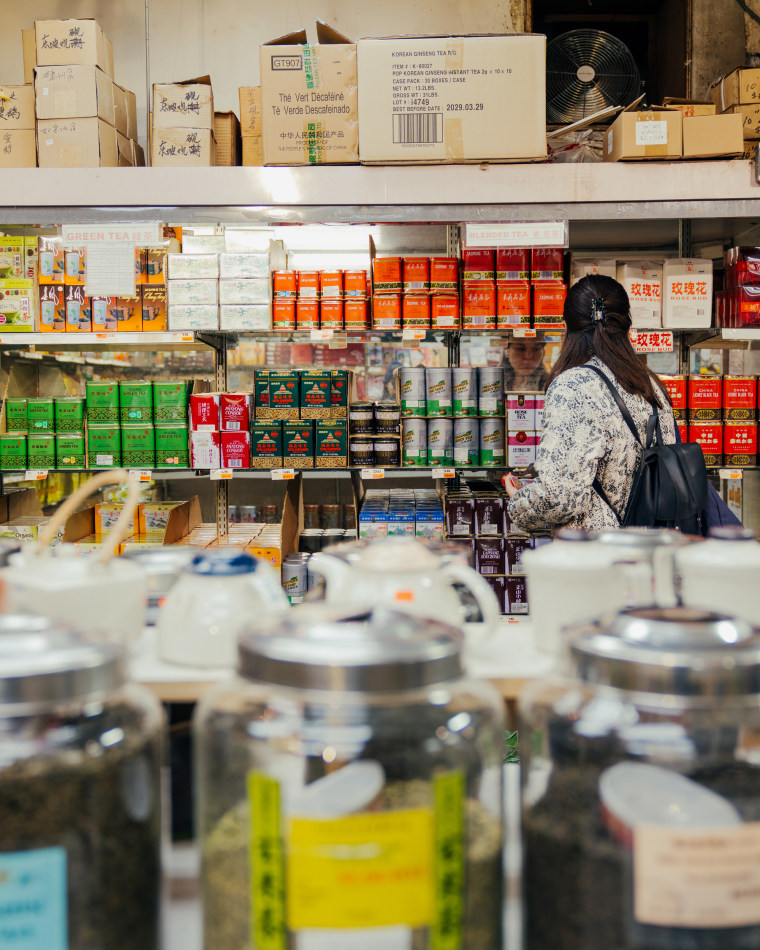 Various tea are for sale.
