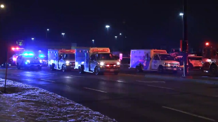 Image: First responders on the scene of a shooting that occurred at a pub in Toronto on March 8, 2025.