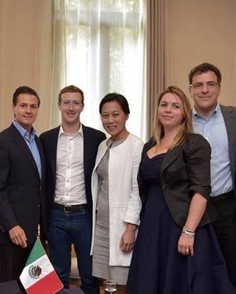 President Enrique Pena Nieto, Mark Zuckerberg, Priscilla Chan, Sarah Wynn-Williams, and Elliot Schrage.